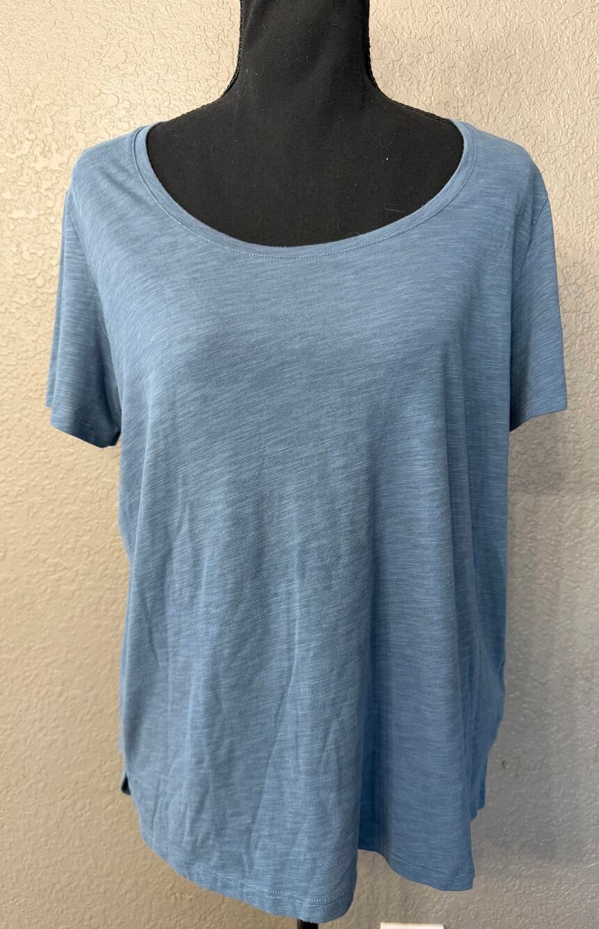 Theory Womens Sz L Blue Scoop Neck Basic Tee T Shirt